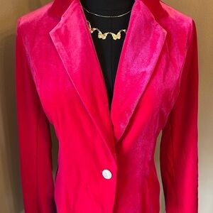 Allegra K Hot Pink Velvet Blazer